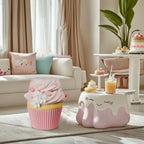 Cynkeyee Food Stool Simulated Cupcake Chair - Resin Fun Decorative Furniture, Low Shoe Changing Stool, Pink Changing Seats for Hallway Office Lounge Dorm Room 14.5x15x16IN