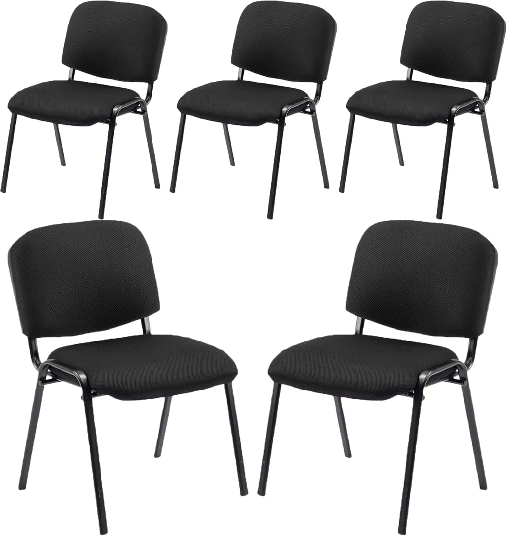 Stackable Chairs, Waiting Conference Room Office Reception Chair Armless Guest Stacking Chair for Breakroom Banquet Lobby Hall Training Room (Mesh-Cushion,Black,5PCS)