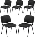 Stackable Chairs, Waiting Conference Room Office Reception Chair Armless Guest Stacking Chair for Breakroom Banquet Lobby Hall Training Room (Mesh-Cushion,Black,5PCS)