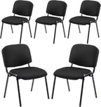 Stackable Chairs, Waiting Conference Room Office Reception Chair Armless Guest Stacking Chair for Breakroom Banquet Lobby Hall Training Room (Mesh-Cushion,Black,5PCS)