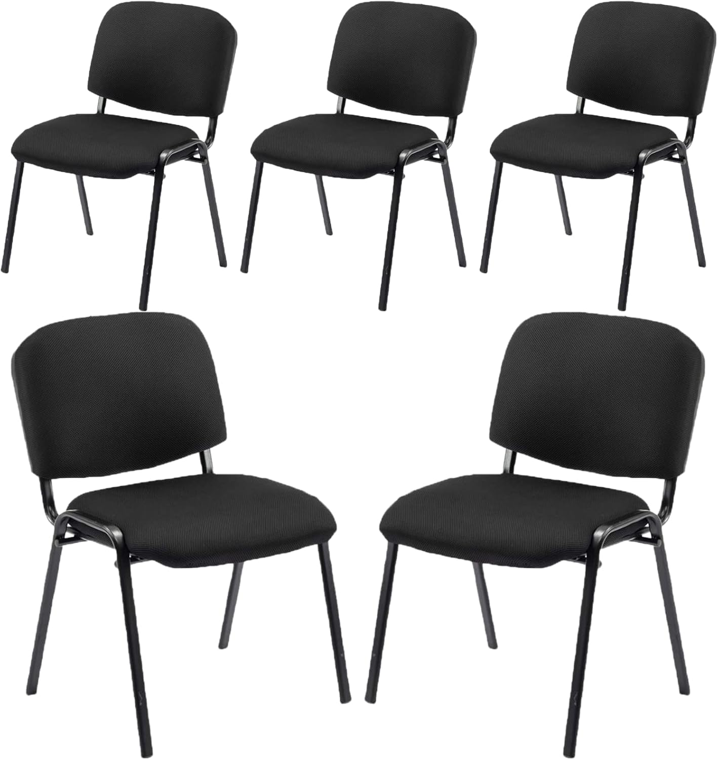 Stackable Chairs, Waiting Conference Room Office Reception Chair Armless Guest Stacking Chair for Breakroom Banquet Lobby Hall Training Room (Mesh-Cushion,Black,5PCS)