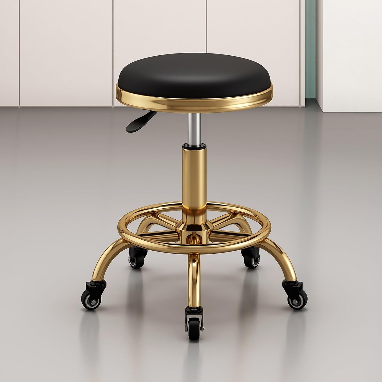 Rolling Stool - Sap Adjustable Height Stools - Work Vanity Chair,120KG Weight Capacity,Double Bearing Pulley,Smooth Rotation(Gold)