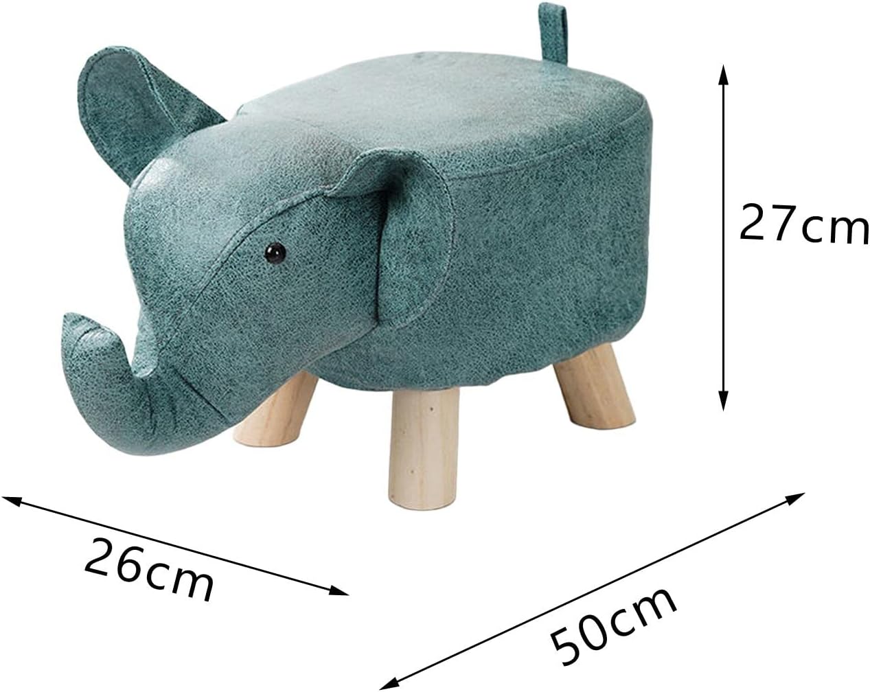 Animal Footstool Elephant Bench, Portable Shoes Changing Cute Storage, Wood Ottoman Stool Sofa Tea Stool for Decor, Bedroom, Living Rooms Indoor, Blue