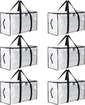 Moving Bags Heavy Duty Extra Large, Moving Boxes, Moving Supplies Essentials, Blue Storage Bins with Lids, Plastic Packing Totes, Storage Bags for Clothes with Handles & Zippers(White, 6 Pack)