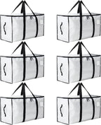 Moving Bags Heavy Duty Extra Large, Moving Boxes, Moving Supplies Essentials, Blue Storage Bins with Lids, Plastic Packing Totes, Storage Bags for Clothes with Handles & Zippers(White, 6 Pack)
