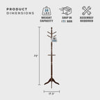 Lexicon Sturdy Solid Wood Coat Rack Stand with 10 Hanging Hooks for Hats,Scarves, Handbags, 3-Tier Wooden Coat Rack Freestanding Tree Used in Bedroom, Entryway, Hallway, Office, Dark Brown