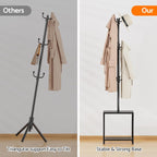 Hall Tree with Bench and Shoe Storage, Coat Rack Freestanding Coat Rack Shoe Bench, Corner Coat Hanger Stand Standing Hat Rack, Tree Stand Purse Rack Tree Black Coat Racks with Shelf