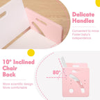 FUNLIO Height Adjustable Toddler Table and Chair Set for Age 1-3, Quality Solid Wood Montessori Table and Chairs, Weaning Baby Table Chair Set, Easy to Assemble, CPC Certified - Pink
