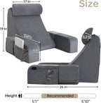 ENITYA Back Pillow for Bed Sitting Up,Reading Pillow with Armrests & Big Pockets for Adults,Upright Pillow for Resting,Watching TV,Nursing,Recovery,Gaming,Grey