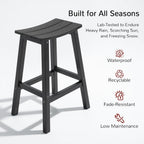 Stoog All-Weather Bar Stools Set of 2, 28" Outdoor Barstools with 400 lbs Capacity, Low Maintenance HIPS Patio Furniture for Kitchen Counter, Deck & Garden, Black