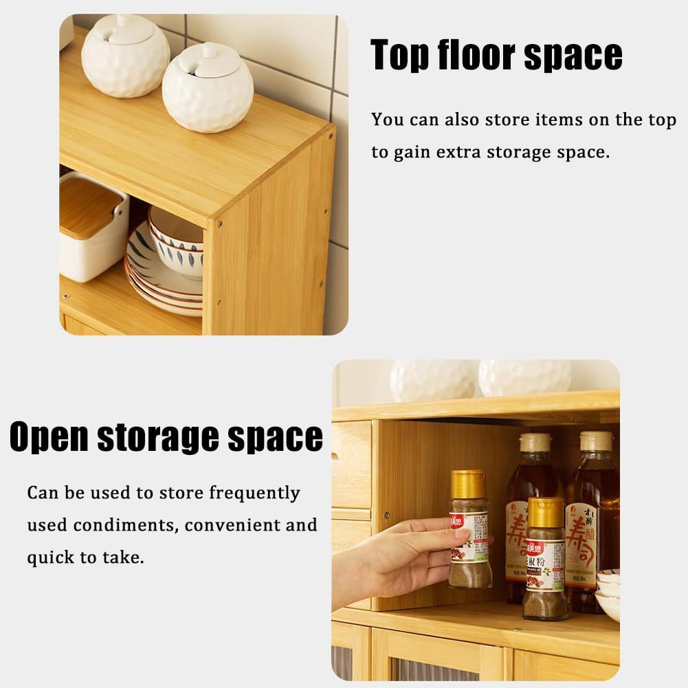Countertop Cabinet, Small Countertop Pantry, Countertop Storage Cabinet with Drawers for Kitchen Dinning Room (Light Brown-Single drawer-24.4in)