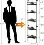 5-Tier Wine Rack Wall Mounted, Wine Racks Freestanding Floor with Fences, 50 Bottles Wine Bottle Holder Liquor Cabinet Bar Shelves for Home, Kitchen, Dining Room (Black)