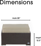 Serta Laguna Brown Wicker Outdoor Patio Ottoman with Beige Cushion for Deck, Porch, Backyard or Patio Seating