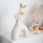 White Ceramic Vase Set of 3,Neutral Boho Nordic Minimalism Style Flower Vases for Living Room Wedding Table Party Office Bedroom