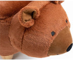 Pemberly Row Modern Fabric Bear Storage Ottoman, Soft Fur-Like Fabric, Brown/Natural Finish, Solid Wood Legs, Hidden Storage, 14.17" H x 13.8" W x 24.8" D, Living Room, Kids' Room, Playroom Accent