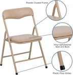 Flash Furniture Mindy Kids 5-Piece Folding Square Table and Chairs Set for Daycare and Classrooms, Children's Activity Table and Chairs Set, Tan