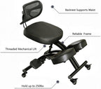 Ergonomic Kneeling Chair with Adjustable Back Support & Wheels, Posture Correction Desk Chair for Home Office to Relieve Back Pain
