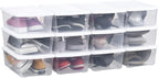 Stackable Plastic Storage Shoebox, BPA-Free Nestable Container with Latching Lid to Organize Shoes, See-Through Box for Home and Office, Multi-Purpose Storage Case, Clear Bins (12 Pack 6 Quart White)