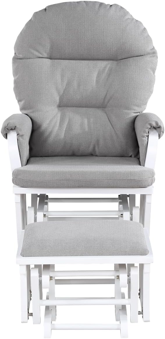 Madison Glider & Ottoman White/Oyster