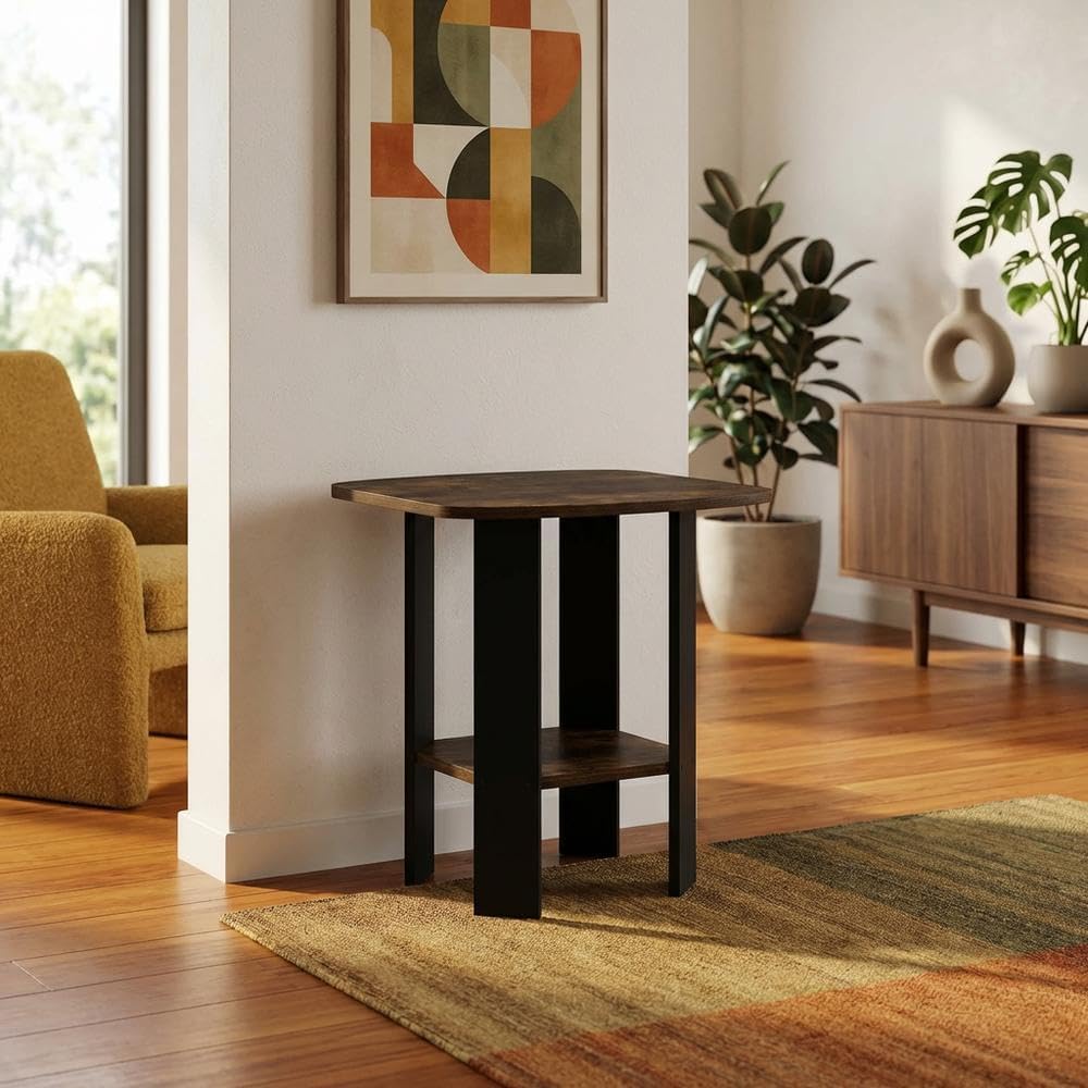 Furnifact Amber Pine Side Table with Elegant Finish, Modern Design, Durable Construction, Perfect for Accent and Living Room, Stylish Home Decor