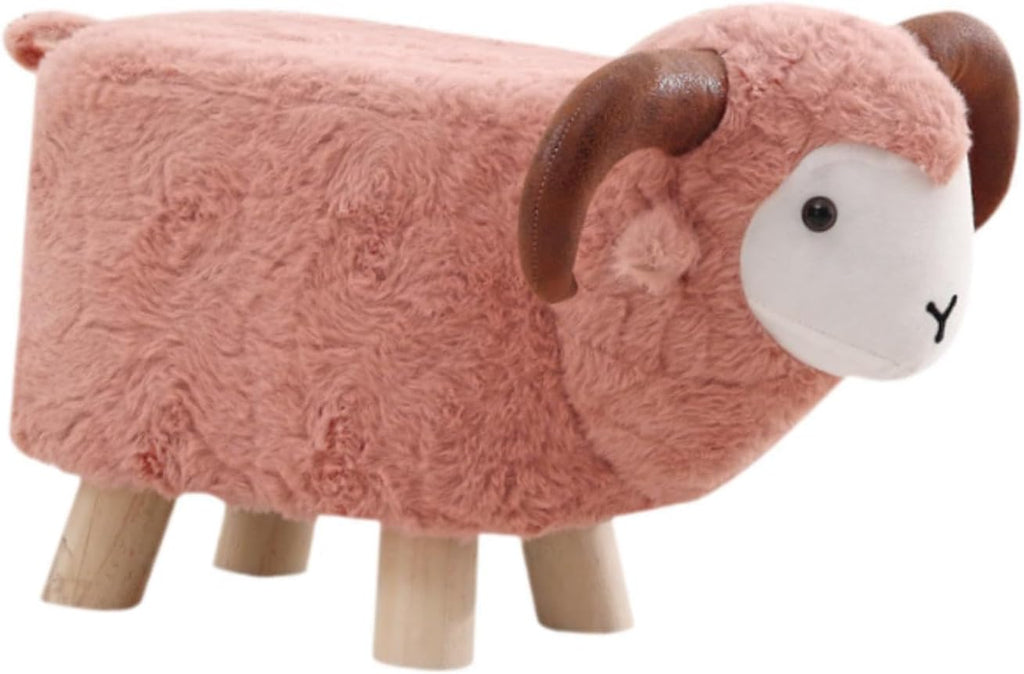 Animal Footstool Cartoon Footrest Ottoman for Living Rooms Entryway Playroom Gray Green, Pink