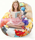 Clear Stuffed Animal Storage Bean Bag Chair for Kids 150L PVC Waterproof Toy Organizer Bean Bag Chair Cover with Zipper, Easy-Clean Plush Toy Holder Seat for Nursery & Playroom (A)