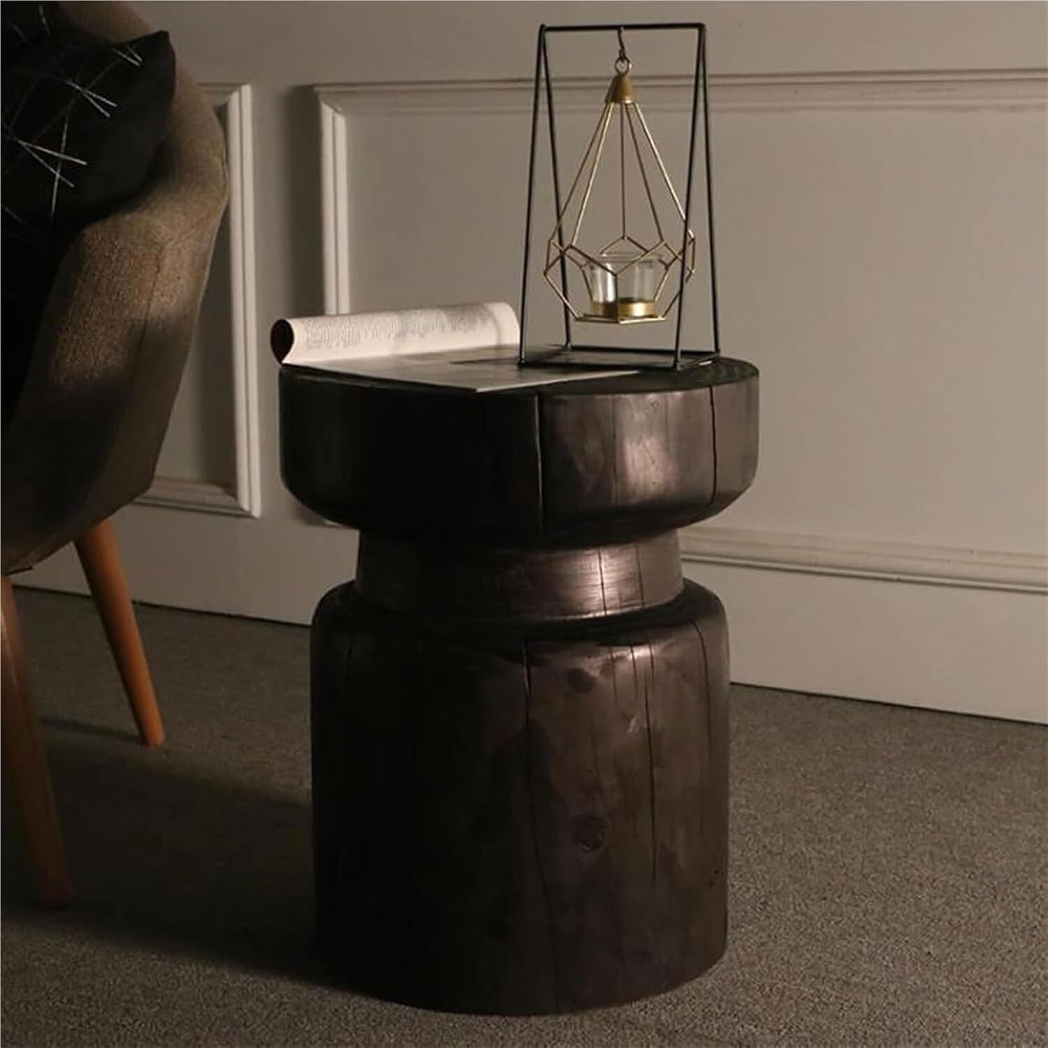 Coffee Table Tall Stump Side Garden Stool Tree Stump End Table Accent Plant Stand Holder(A)