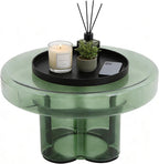 Coffee Table, Round Glass Side Table with Unique Petal Design Pedestal, Simple Center Tables, Modern End Tables with Tempered Glass-Base and Top for Small Spaces