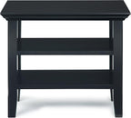 SIMPLIHOME Acadian Solid Wood 14 inch Wide Transitional-Style Narrow Side Tables in Black for the Living Room and Bedroom (Set of 2)