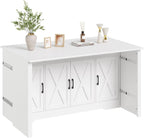 Yanosaku 55" Extendable Buffet Cabinet, Modern Farmhouse Kitchen Sideboard with 3 Drawers & Adjustable Shelves, Space-Saving Storage Credenza for Apartment, Small Spaces, Living Room, White