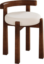 Wood Vanity Stool with Faux Wool Cushion, Upholstered Makeup Chair with Solid Wood Frame, Round Vanity Ottoman Seat for Makeup, Bedroom, Living Room, 20-Minute Assembly (Only Stool)