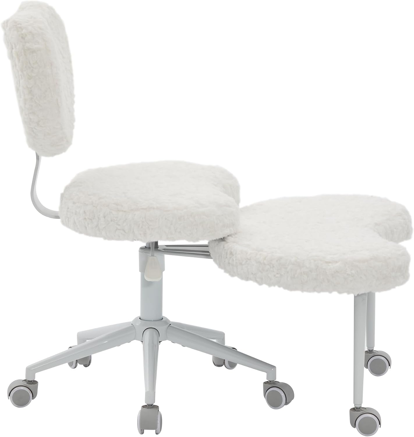 Artificial Rabbit Hair Meditation Chair Plus, Cross Legged Chair with Wheels, ADHD Chair, Criss Cross Desk Chair with Lumbar Support and Adjustable Stool, Flexible Design for Fidgety Sitters, Beige