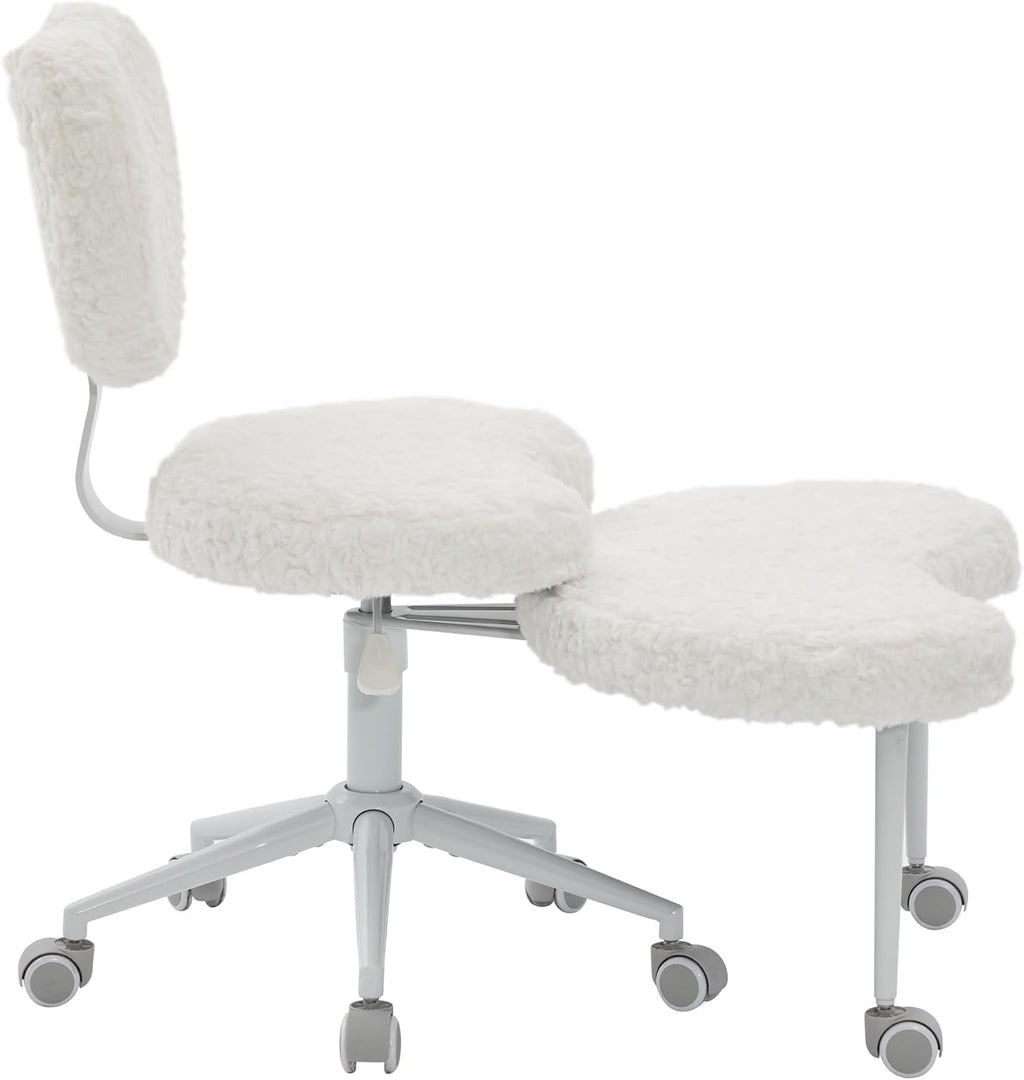 Artificial Rabbit Hair Meditation Chair Plus, Cross Legged Chair with Wheels, Beige, 36.2" L x 27.9" W x 41.3" H