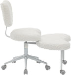Artificial Rabbit Hair Meditation Chair Plus, Cross Legged Chair with Wheels, Beige, 36.2" L x 27.9" W x 41.3" H