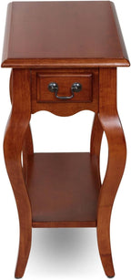 HomeStock Side Table with Drawer & Shelf, French Country Style Accent Table