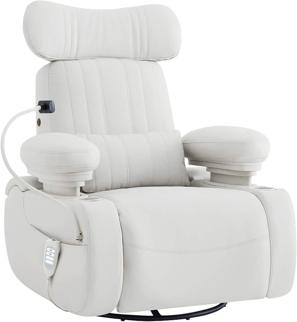 MAMAZING Lullapod Max Power Nursery Rocking Chair with Independent Recline & Footrest, Swivel Nursery Recliner Glider with Electric Adjustable Armrests, Silent Rocking, Oeko-TEX Certified