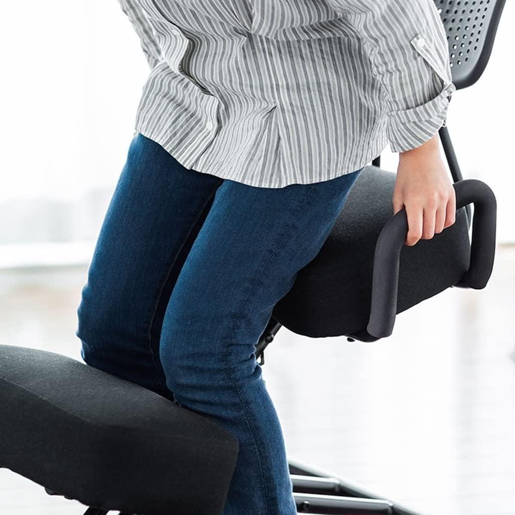 omic Kneeling Chair with Backrest and Armrests, Height and Angle Adjustable Posture Stool for Improved Sitting Position,Cloth Cover Models Black