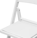 Flash Furniture Hercules Tucker Commercial White Resin Folding Chair - Lightweight, Vinyl Padded Removable Seat, Indoor Outdoor Use, Event & Wedding Ready, Set of 4