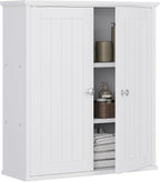 Walsunny Bathroom Medicine Cabinet Wall Mount with 2 Doors and 2 Shelves, Small Bathroom Cabinet Wooden Storage Cabinet Over Toilet Restroom Laundry Room Kitchen, White