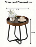 Side Table, a Small Round Side Table with Metal Legs. Suitable for use as a Coffee Table in the Living Room or as a Night Stand in the Bedroom.
