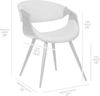 Armen Living Butterfly Mid-Century Dining Chair in Walnut Finish and Green Fabric - Set of 4