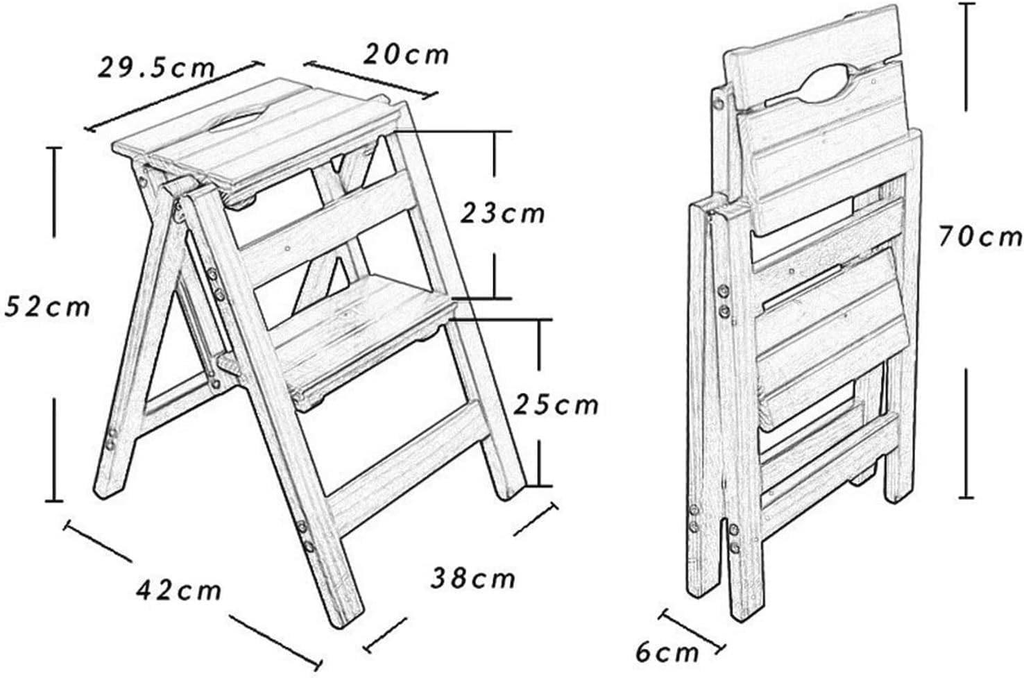 Foldable Wooden Step Stool 2 Steps Ladder Chair Antislip Stairs Folding Shelf Multifunction Shoe Bench Flower(A)