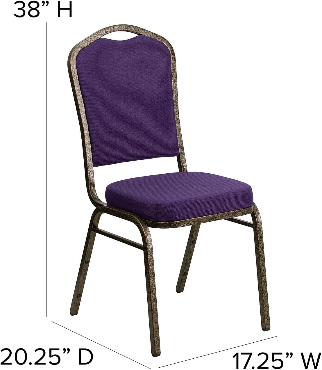 Flash Furniture 4 Pack HERCULES Series Crown Back Stacking Banquet Chair in Purple Fabric - Gold Vein Frame