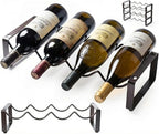 1-Tier Wine Rack for Countertop - Stackable Metal Wine Bottle Holder for 4 Bottles - Free-Standing Wine Organizer & Storage for Cabinet, Pantry, Counter - Dark Copper Wine Bottle Rack by Salvino