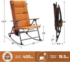 Timber Ridge Oversized Folding Rocking Camping Chair, Padded Outdoor Rocker with High Back, Portable Outdoor Chair for Patio, Garden, Lawn, Supports up to 400 lbs, Orange(2 Pack)