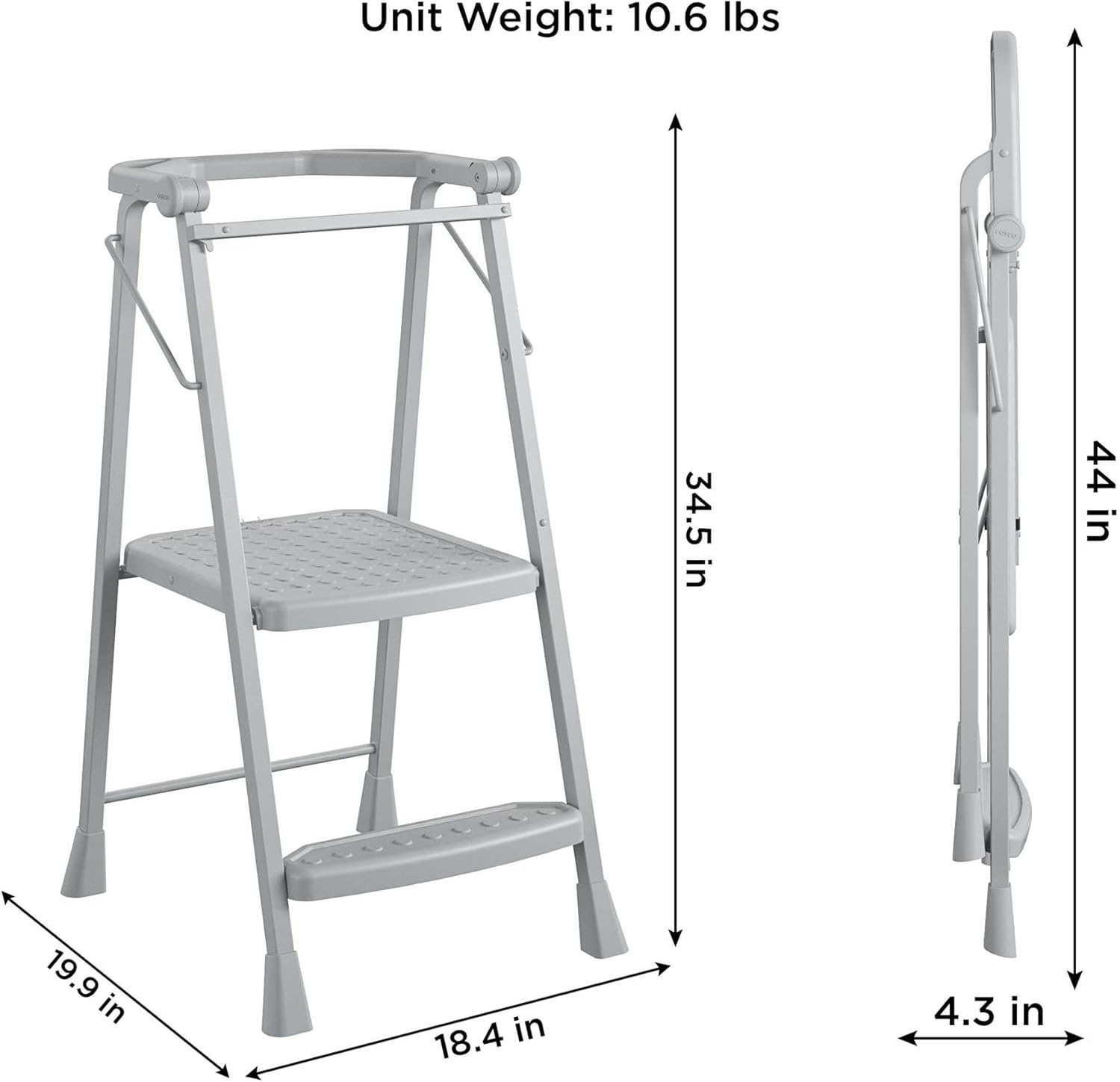 COSCO 2-Step Kitchen Stepper™ Adult Folding Step Stool, Kids Folding (Steel/Resin)