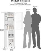 Vtopmart 63.2" Tall Slim Bathroom Storage Cabinet with 4 Adjustable Shelves and 4 Doors, Freestanding Narrow Cabinets Organizer with Wheels and Anti-tip for Laundry, Kitchen, Pantry, White