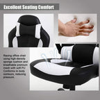 FDW Gaming Chair Racing Style Office Chair High Back Desk Chair Executive PU Leather Rolling Task Swivel Computer Chair with Lumbar Support Headrest, White