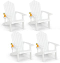 ORALNER Outdoor Adirondack Chair with Cup Holder, Plastic Resin Outdoor Deck Chair, 380 LBS Capacity, for Patio, Backyard, Porch, Balcony, Poolside, Garden, Lawn, Firepit (4, White)