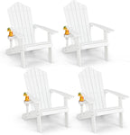 ORALNER Outdoor Adirondack Chair with Cup Holder, Plastic Resin Outdoor Deck Chair, 380 LBS Capacity, for Patio, Backyard, Porch, Balcony, Poolside, Garden, Lawn, Firepit (4, White)